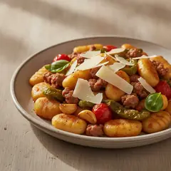 Gnocchi con friggitelli e salsiccia