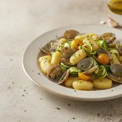 Gnocchi con vongole, zucchine e pomodorini gialli