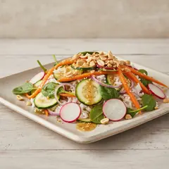Insalata di riso con verdure e arachidi