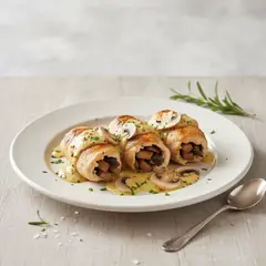 Involtini di pollo ai funghi con salsa alla senape