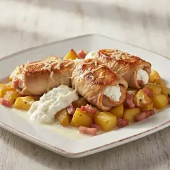 Involtini di tacchino con patate, ricotta e pancetta