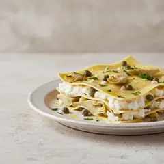 Lasagne ai carciofi con ricotta e capperi