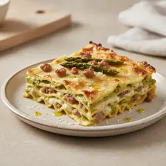 Lasagne con asparagi e salsiccia