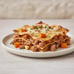 Lasagne con porcini, zucca e salsiccia