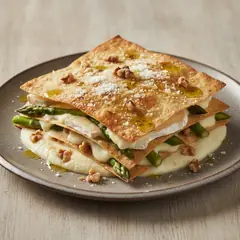 Lasagne di pane carasau con asparagi