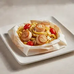 Linguine al cartoccio con capesante