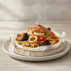 Linguine al cartoccio con frutti di mare