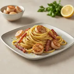 Linguine capesante e guanciale