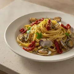 Linguine con lupini e peperoni cruschi