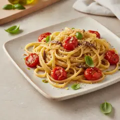 Linguine con pomodorini confit