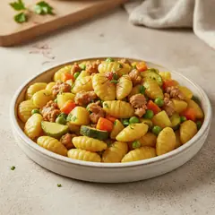 Malloreddus con verdure, salsiccia e zafferano