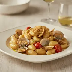 Malloreddus con vongole, pomodorini e bottarga di tonno