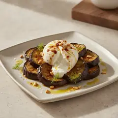 Melanzane arrosto con burrata e olio al peperoncino