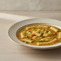 Minestra di pasta, patate e piselli