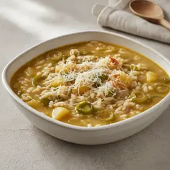 Minestra di riso con porri e patate