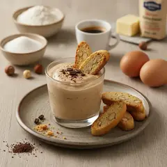 Mousse al caffè in tazza con cantucci