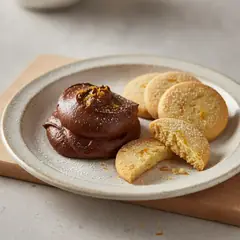 Mousse al cioccolato con frollini all'arancia