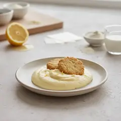 Mousse al limone con biscottino alle mandorle