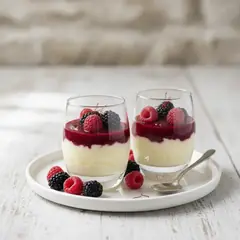Mousse allo zafferano con coulis di frutti rossi