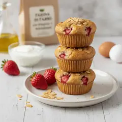 Muffin al farro con fragole e mandorle