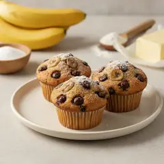 Muffin alla banana e gocce di cioccolato (muffin del buonumore)