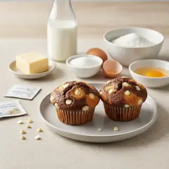 Muffin variegati al cacao con gocce di cioccolato bianco