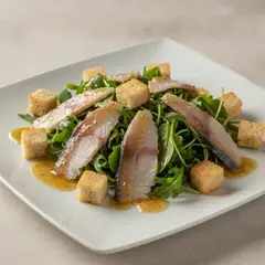 Orata affumicata su misticanza con crostini e vinaigrette al miele elegante e veloce