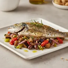 Orata alle erbe con caponata
