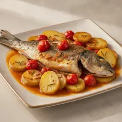 Orata in umido con contorno di patate