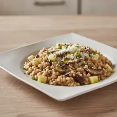 Orzotto con funghi e mele