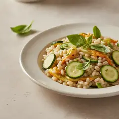 Orzotto con zucchine e fiori di zucca