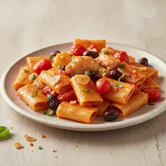 Paccheri con pomodorini e baccalà