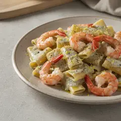 Paccheri gorgonzola e pepe con gamberi rossi