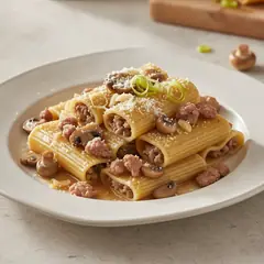 Paccheri ripieni con salsiccia e funghi