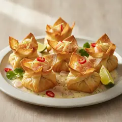Pacchetti natalizi con scampi, zenzero e lime