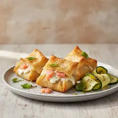 Pacchettini di pasta fillo con cuore di salmone e formaggio