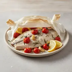 Palamita al cartoccio con pomodorini