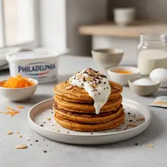 Pancake alle carote con crema al formaggio spalmabile