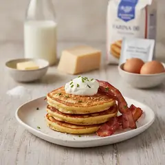 Pancake salati con bacon e crème fraîche