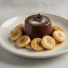 Panna cotta al cioccolato con banane caramellate