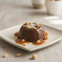 Panna cotta al cioccolato e nocciole con caramello salato