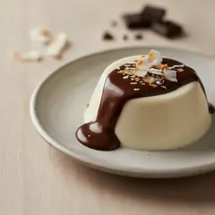 Panna cotta al cocco con salsa di cioccolato