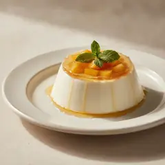 Panna cotta allo yogurt con gelatina alla pesca