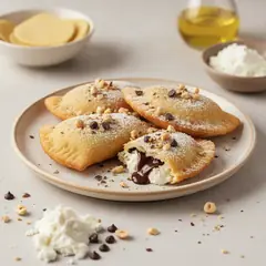 Panzerotti con ricotta, cioccolato e granella di nocciole
