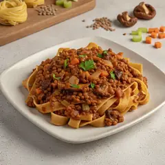 Pappardelle al ragù di lenticchie e funghi
