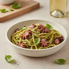 Pasta ai moscardini e pesto