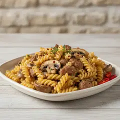 Pasta al forno con funghi e salsiccia