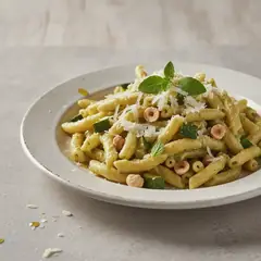 Pasta al pesto di nocciole, zucchine e Grana Padano