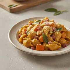 Pasta al pesto di zucca e speck