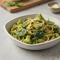 Pasta con broccolo romanesco e spinacino